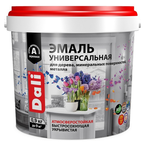 Эмаль универсальная Dali, акриловая, п/мат. серый , RAL 7004,0.9 кг Эмаль универсальная Dali, акриловая, п/мат. серый , RAL 7004,0.9 кг
