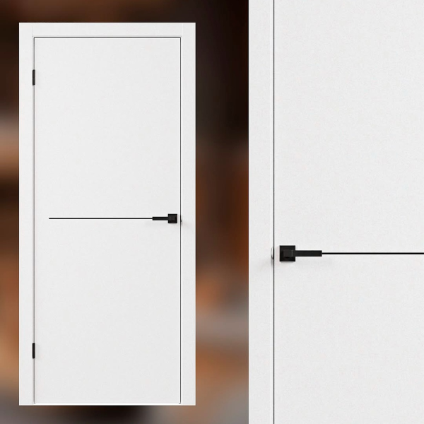 Дверное полотно Аксиома 1 эмалит белый 70*200 черный молдинг Дверное полотно Аксиома 1 эмалит белый 70*200 черный молдинг