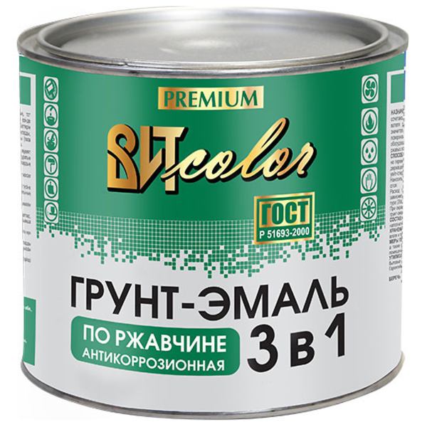 Грунт-эмаль по ржавчине 3 в 1 зеленая ВИТ color 2,6кг, шт Грунт-эмаль по ржавчине 3 в 1 зеленая ВИТ color 2,6кг, шт