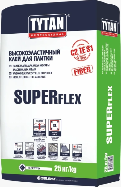 Tytan клей высокоэластичный для плитки SUPER FLEX S1 TS55 (25кг)