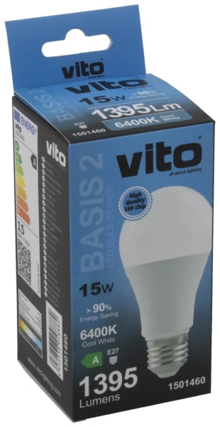 Лампа светодиодная VT/BASIS-2/A60/15W/E27/6400K/LED BULB