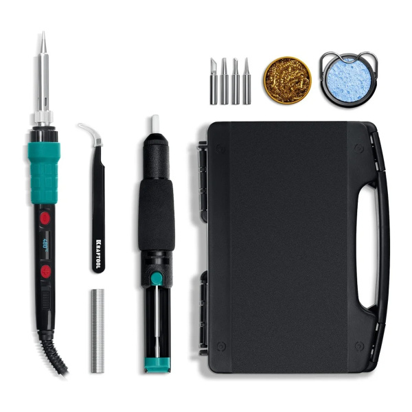 Цифровая мини-паяльная станция в кейсе (55346) KRAFTOOL  KS-15, 14-в-1, 90 - 480°C, 135 Вт