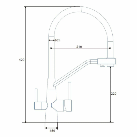 Смеситель д/к черный-нержающая сталь ESKO K25 B