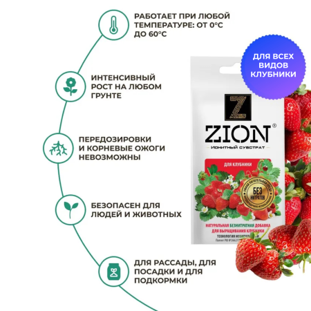 Субстрат ионитный ZION (Цион) для выращивания клубники 30 гр