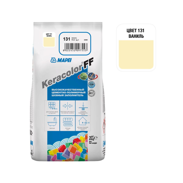 Затирка для швов KERACOLOR FF №  131/2кг (Ваниль) Затирка для швов KERACOLOR FF №  131/2кг (Ваниль)