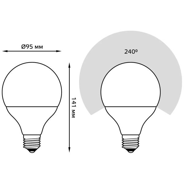Лампа Gauss Led G95 16W E27 1540lm 6500K 105102316