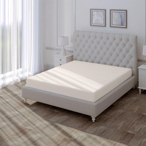 Простыня Verossa Stripe на резинке 180х200х30см борт 30 Antique White 925743