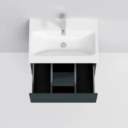 Тумба подвесная  под умыв. AM.PM GEM M90FHX06022GM 60 см, 2 ящика push-to-open, графит матовый