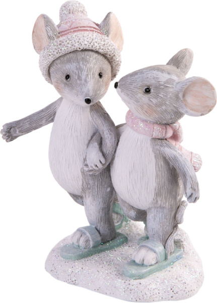 Фигурка декоративная Снежные Мышки из полирезины 9,5х7х4,5 см 80104