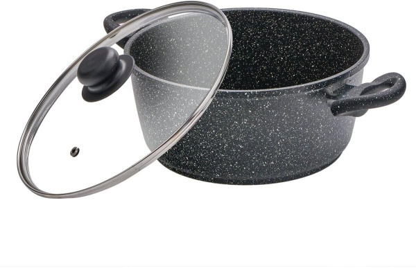 Кастрюля 5,7л EliZone Черный мрамор стеклянная крышка, индукция ELZ-5 Кастрюля 5,7л EliZone Черный мрамор стеклянная крышка, индукция ELZ-5