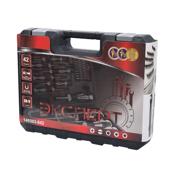 Набор "ЭКСПЕРТ" 149303-S42: отвертки с 2х ком. рукояткой, Cr-V сталь, магн.наконечник, в пласт.боксе