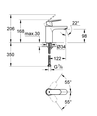 Смеситель д/р  Grohe 23327000 Eurosmart Cosmopolitan