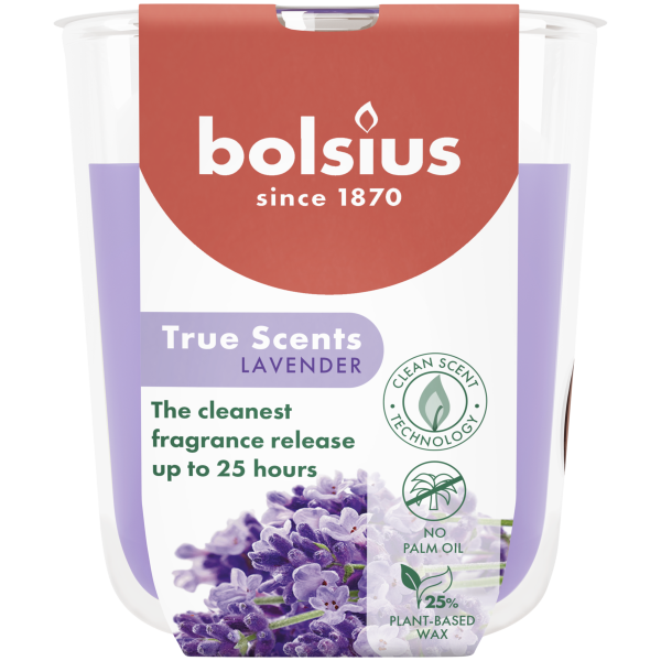 Аромасвеча в стакане Bolsius True Scents 8x7,3 см Lavender